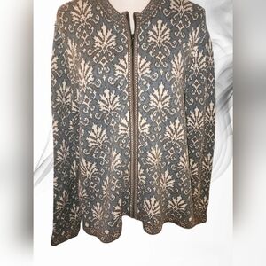 Nordic Traders  Elevated Art-Deco Knit Cardigan Sweater Cotton